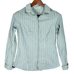 Cutter & Buck Womens XS Blue & White Striped Button-Up Shirt Cotton/Polyester